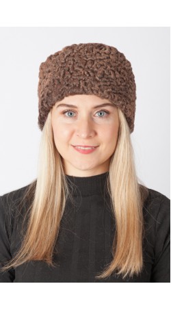 Brown karakul lamb fur hat